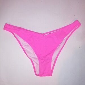 Victoria Secret PINK Swim Bikini Bottom XXL 2X Solid Neon Pink Brazilian V Cut